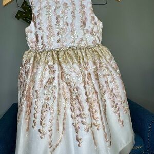 American Princess Cream Embellished Sundress for girls